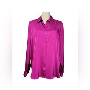 Maurices Vibrant Pink Button Down Shirt Women’s Size L Long Sleeve